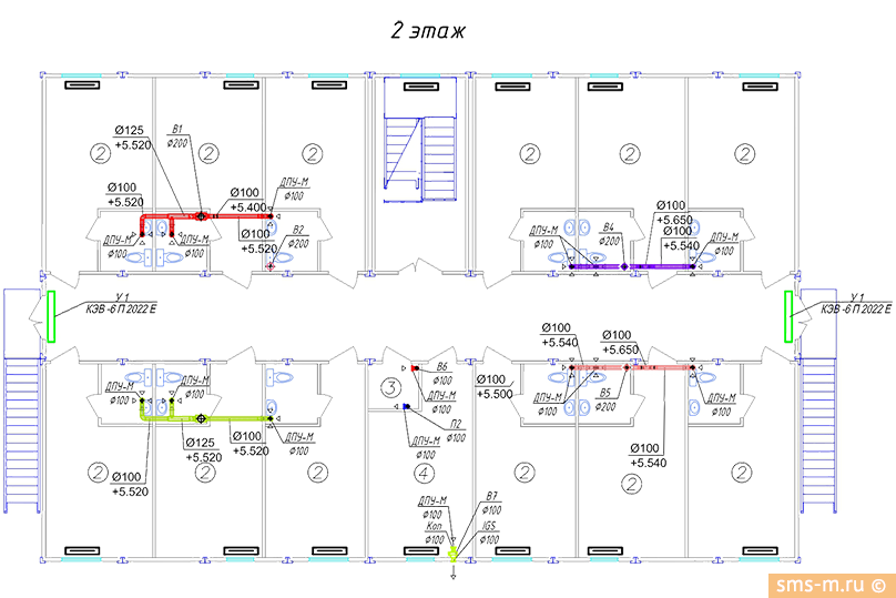 План систем отопления и вентиляции 2 этажа