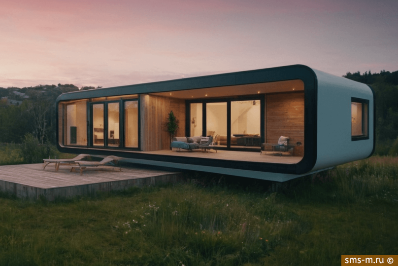 модульный дом 30 м² с панорамным остеклением