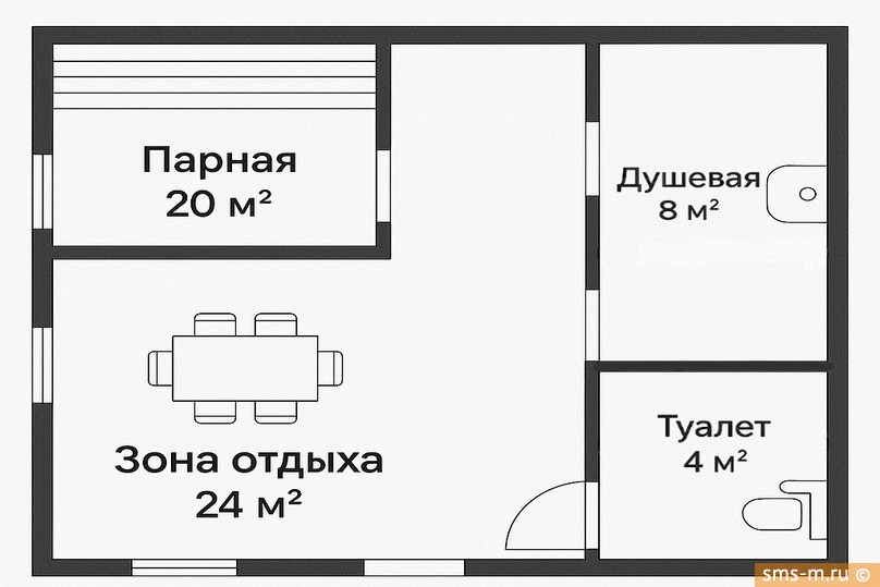 Модульная баня площадью 56 кв.м