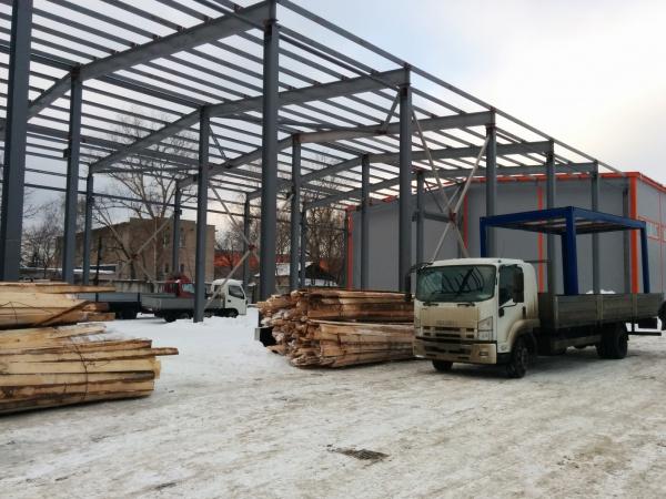 Фото Каркас нового цеха на территории нашего предприятия