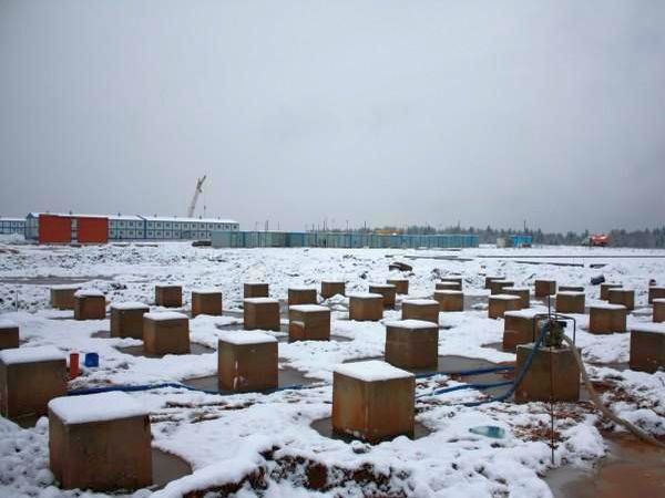 Фото Отдельно стоящий фундамент для монтажа модульного здания