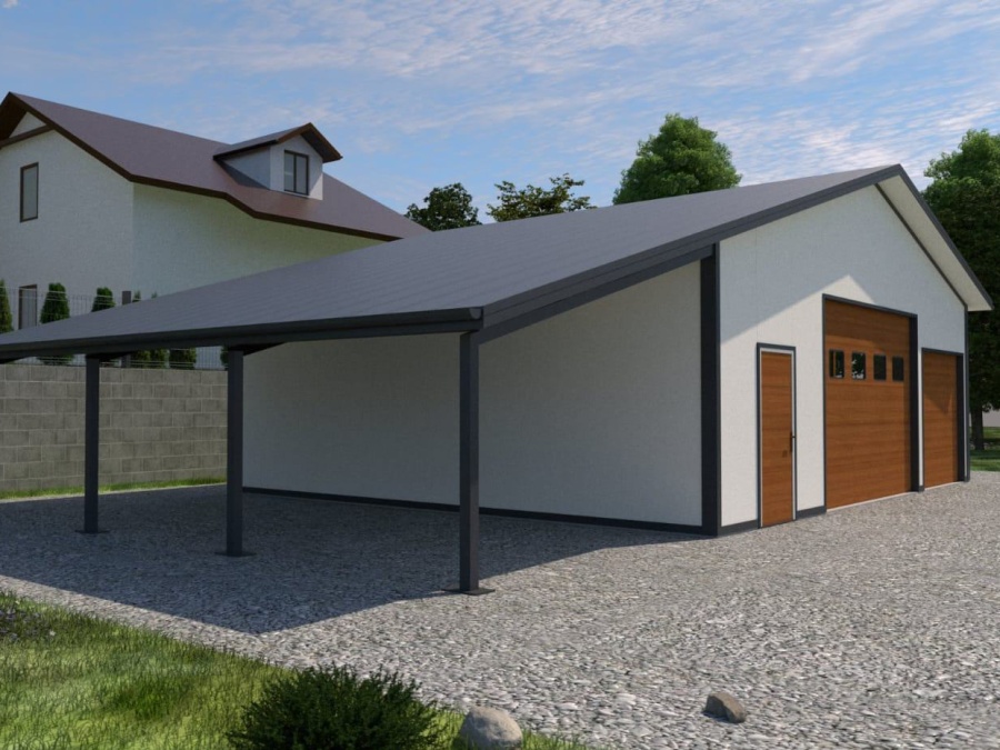 Иконка Гараж два авто с навесом